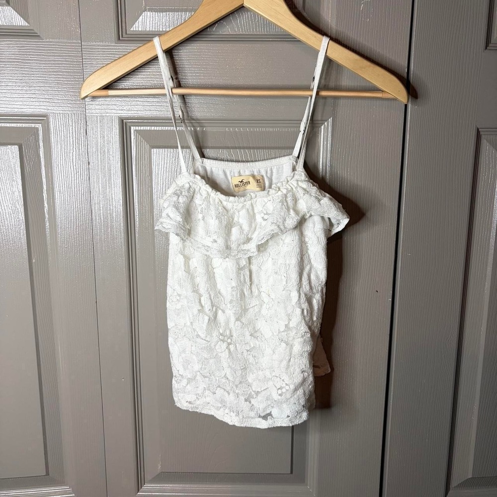 Hollister Lace Cami Tank Top White Ruffle Y2K Fairycore Sleeveless Women XS